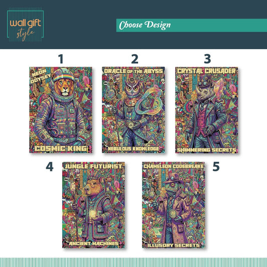 Psychedelic Cosmic Animal Characters Abstract Art Poster – Bedroom Living Room Wall Art