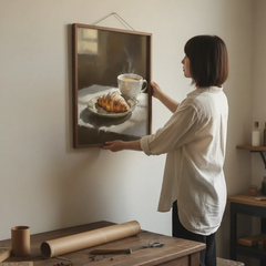 Cozy Coffee and Pastry Still Life Art Poster