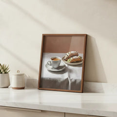 Cozy Coffee and Pastry Still Life Art Poster