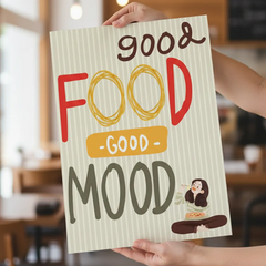 Good Food Good Mood Cute Kitchen Quote Art Poster