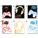 Retro Gaming Controller and Headphones Pop Art Poster Set – Boys Room Wall Art