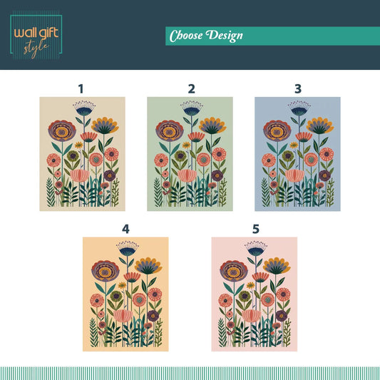 Scandinavian Folk Floral Botanical Art Poster – Bedroom Living Room Wall Art