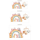 Cute Safari Animals Rainbow Wall Sticker Set – Kids Room Nursery Removable Decal