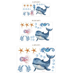 Whale and Sea Friends Ocean Wall Sticker Set – Nursery Kids Room Removable Decal