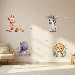 Cute Safari Animals Wall Sticker Set – Kids Room Nursery Removable Decal