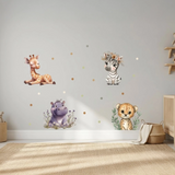 Cute Safari Animals Wall Sticker Set – Kids Room Nursery Removable Decal