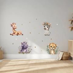 Cute Safari Animals Wall Sticker Set – Kids Room Nursery Removable Decal