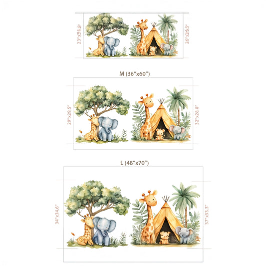 Safari Wall Decal Set – Kids Room Nursery Removable Animal Sticker