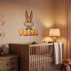 Cute Bunny Name Wall Decal – Personalized Kids Room Wall Sticker