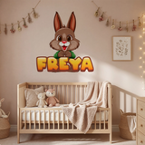 Cute Bunny Name Wall Decal – Personalized Kids Room Wall Sticker