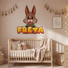 Cute Bunny Name Wall Decal – Personalized Kids Room Wall Sticker