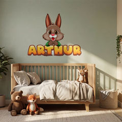 Cute Bunny Name Wall Decal – Personalized Kids Room Wall Sticker