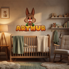 Cute Bunny Name Wall Decal – Personalized Kids Room Wall Sticker