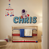 Astronaut Rocket Name Wall Decal – Personalized Space Kids Room Removable Sticker