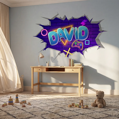 Custom Gamer Name Wall Decal – Boys Room Gaming Room Personalized Sticker