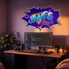 Custom Gamer Name Wall Decal – Boys Room Gaming Room Personalized Sticker