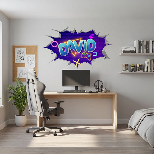 Custom Gamer Name Wall Decal – Boys Room Gaming Room Personalized Sticker
