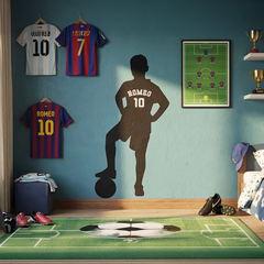 Personalized Soccer Player Silhouette Name Wall Sticker – Custom Kids Room Decal
