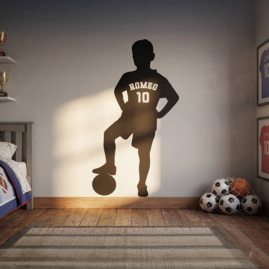 Personalized Soccer Player Silhouette Name Wall Sticker with Custom Jersey Number