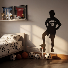 Personalized Soccer Player Silhouette Name Wall Sticker – Custom Kids Room Decal