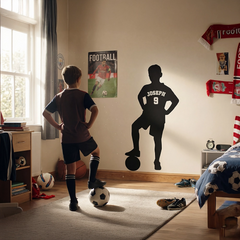 Personalized Soccer Player Silhouette Name Wall Sticker – Custom Kids Room Decal