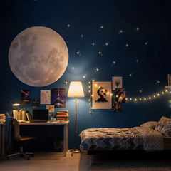 Giant Full Moon and Stars Wall Sticker – Bedroom Teen Room Removable Decal