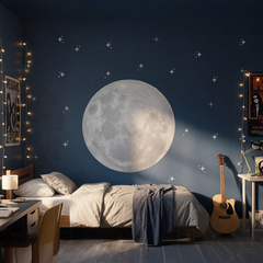 Giant Full Moon and Stars Wall Sticker – Bedroom Teen Room Removable Decal