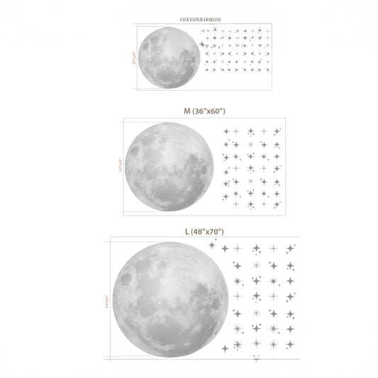 Giant Full Moon and Stars Wall Sticker – Bedroom Teen Room Removable Decal