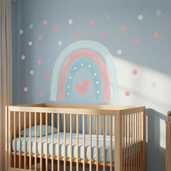 Pastel Rainbow Heart Nursery Wall Decal with Polka Dots – Girls Room Removable Sticker