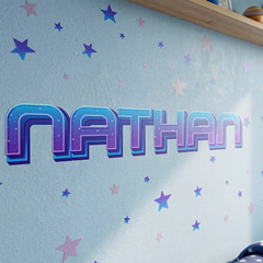 Personalized Space Name Wall Decal Set – Kids Room Removable Sticker
