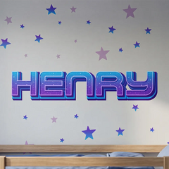 Personalized Space Name Wall Decal Set – Kids Room Removable Sticker