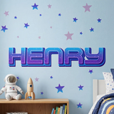 Personalized Space Name Wall Decal Set – Kids Room Removable Sticker
