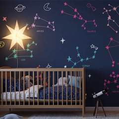Zodiac Constellation Wall Decals – Teen Bedroom Removable Sticker Set