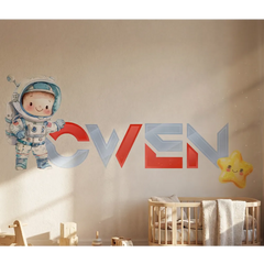 Personalized Astronaut Name Wall Decal Set – Kids Room Removable Sticker