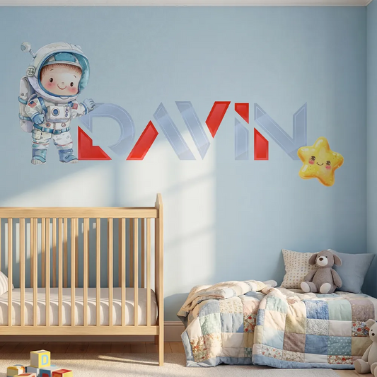 Personalized Astronaut Name Wall Decal Set