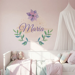 Personalized Floral Name Wall Decal – Girls Room Nursery Removable Sticker