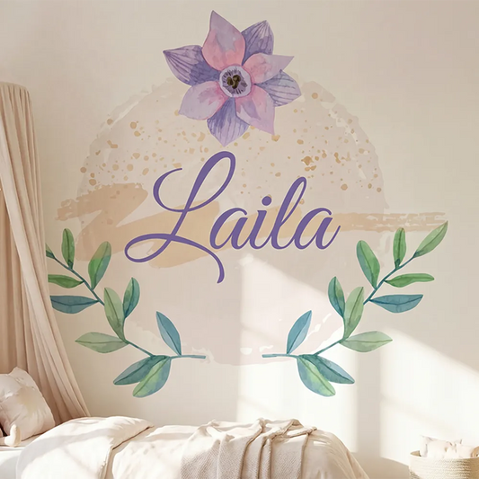 Personalized Floral Name Wall Decal