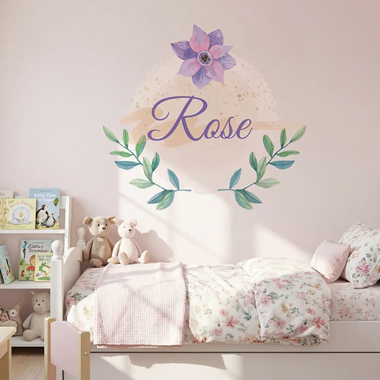 Personalized Floral Name Wall Decal