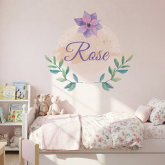 Personalized Floral Name Wall Decal – Girls Room Nursery Removable Sticker