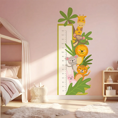 Safari Animals Height Chart Wall Decal – Kids Room Growth Chart Removable Sticker