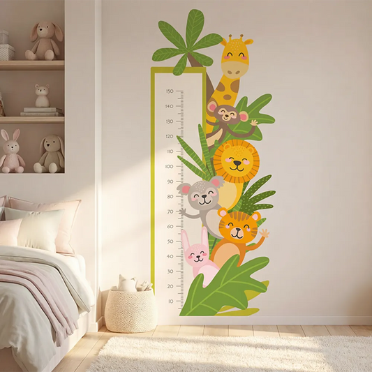 Safari Animals Height Chart Wall Decal – Kids Room Growth Chart Removable Sticker
