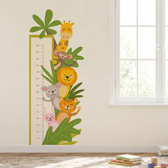 Safari Animals Height Chart Wall Decal – Kids Room Growth Chart Removable Sticker