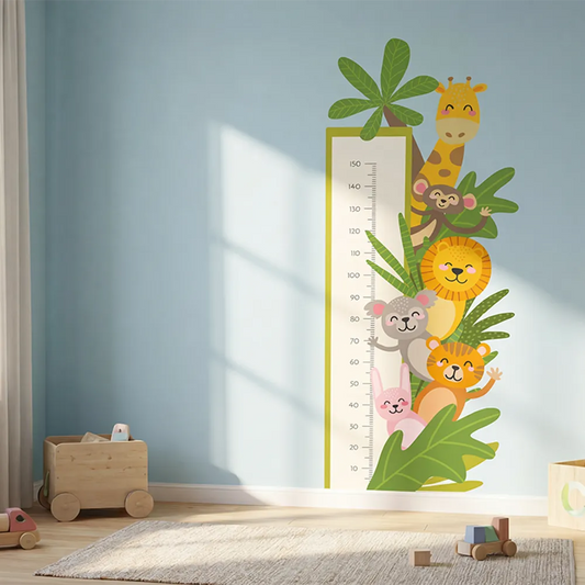 Safari Animals Height Chart Wall Decal