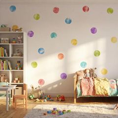 Pastel Polka Dot Wall Stickers – Nursery Kids Room Removable Decal Set