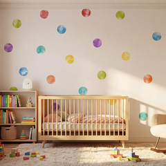 Pastel Polka Dot Wall Stickers – Nursery Kids Room Removable Decal Set