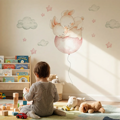 Watercolor Jungle Animal with Clouds Wall Decal – Kids Room Nursery Removable Sticker