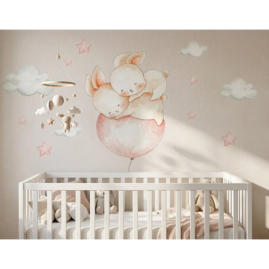 Watercolor Jungle Animal With Clouds Wall Decal