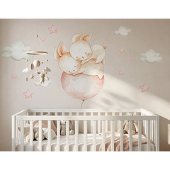 Watercolor Jungle Animal with Clouds Wall Decal – Kids Room Nursery Removable Sticker