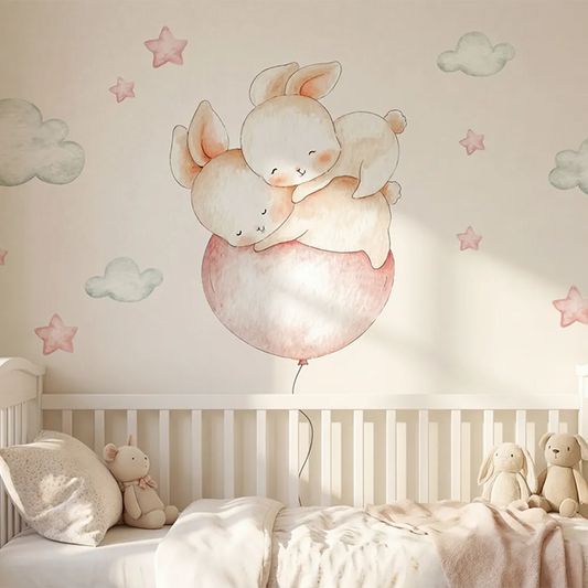 Watercolor Jungle Animal With Clouds Wall Decal