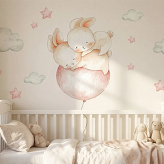 Watercolor Jungle Animal with Clouds Wall Decal – Kids Room Nursery Removable Sticker